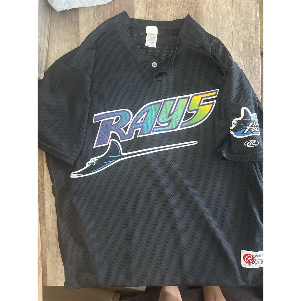 Vintage 1990s Tampa Bay Devil Rays Rawlings Black Mesh Jersey #48 Adult